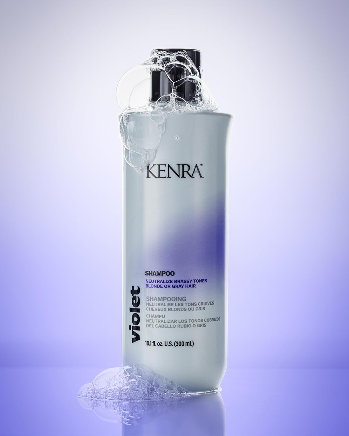 Kenra Violet Shampoo détail bouteille montrant le pigment violet.