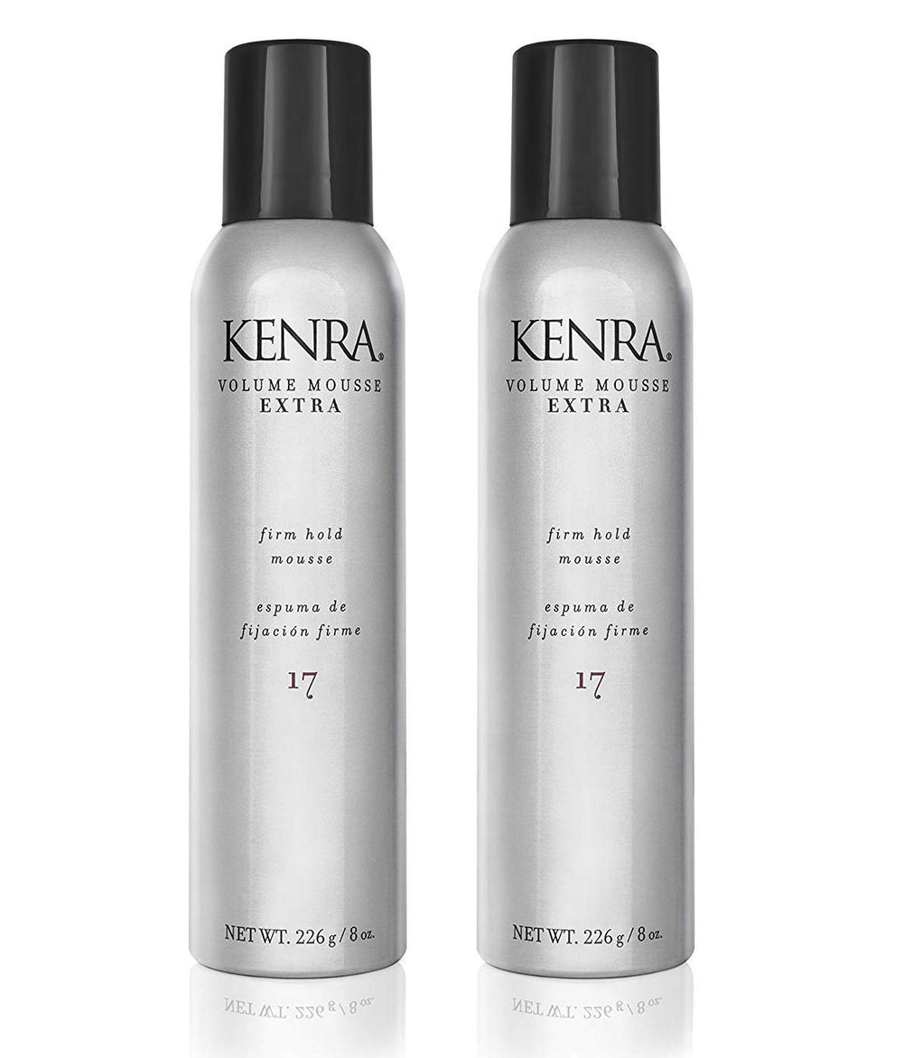 Kenra Volume Mousse Extra 17: bouteille pratique, mousse légère sans alcool pour volume durable.