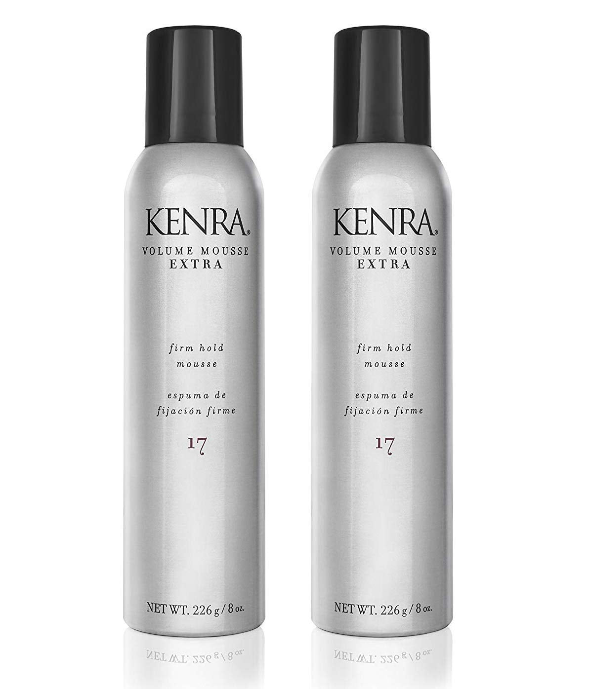 Kenra Volume Mousse Extra 17: bouteille pratique, mousse légère sans alcool pour volume durable.