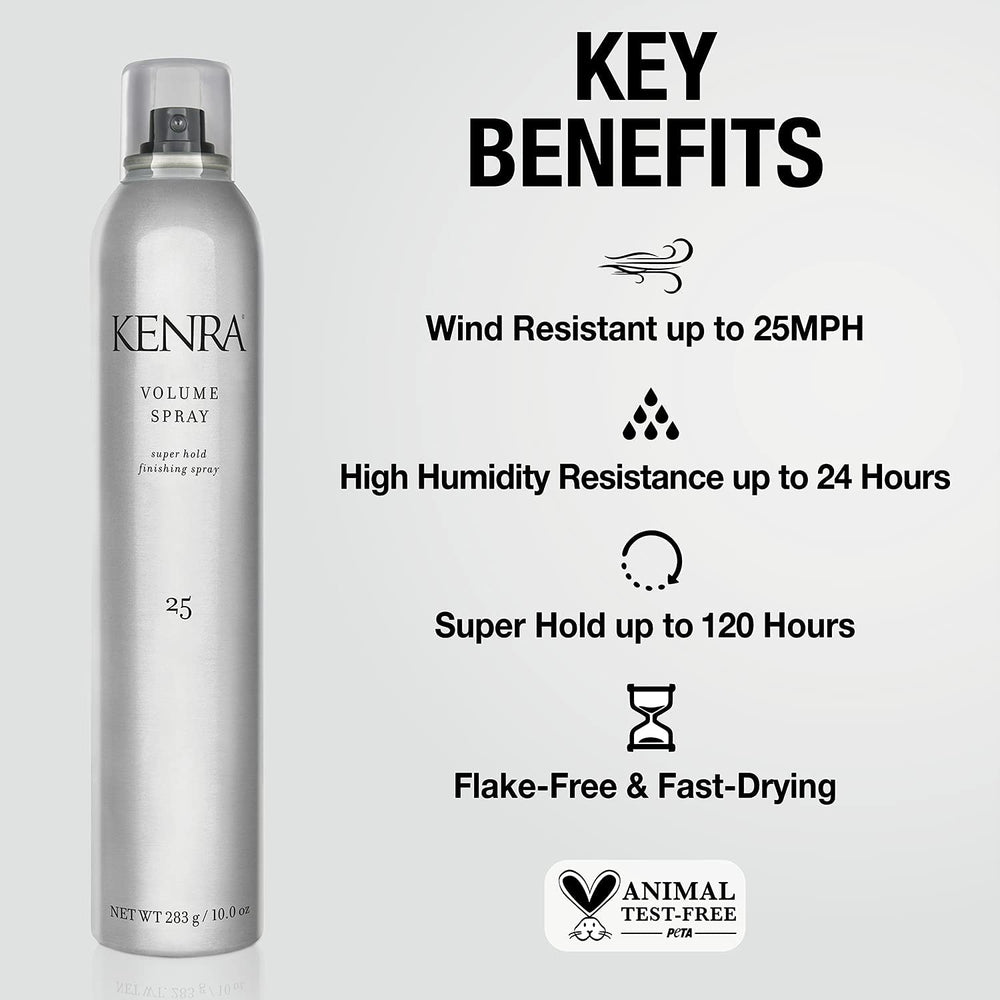Kenra Volume Spray 25, pompe visible, application précise et facile.