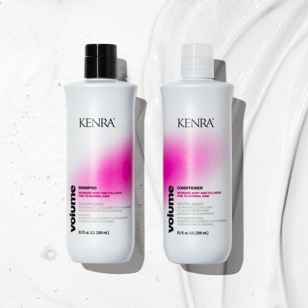 Extrait de bambou Kenra Volume, formulation légère pour cheveux hydratés.