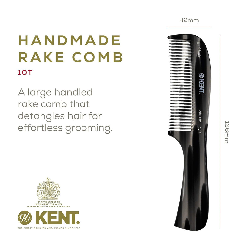 Kent 10T noir graphite – dents arrondies pour démêler en douceur.