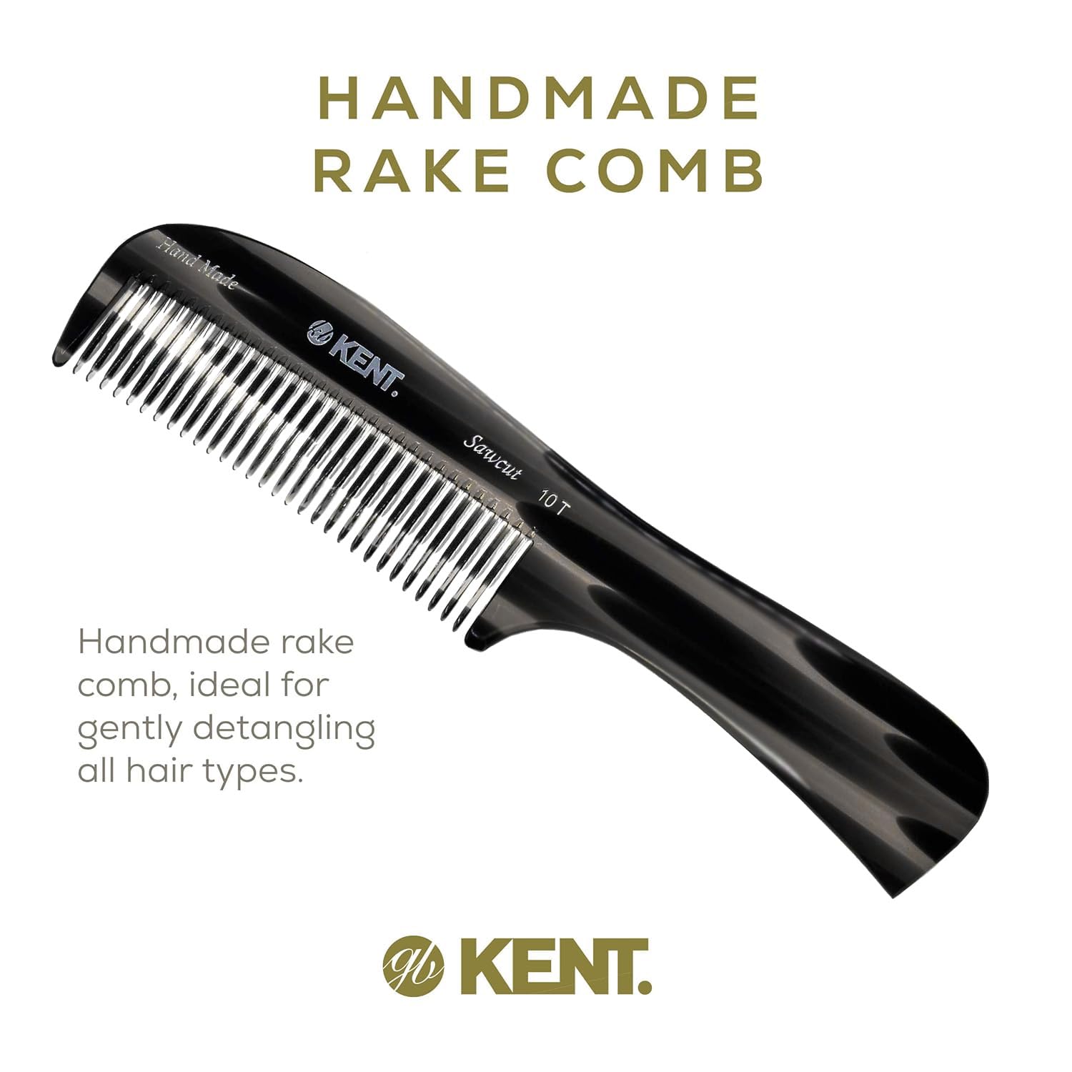 Kent 10T noir graphite – dents arrondies stimulent légèrement le cuir chevelu.