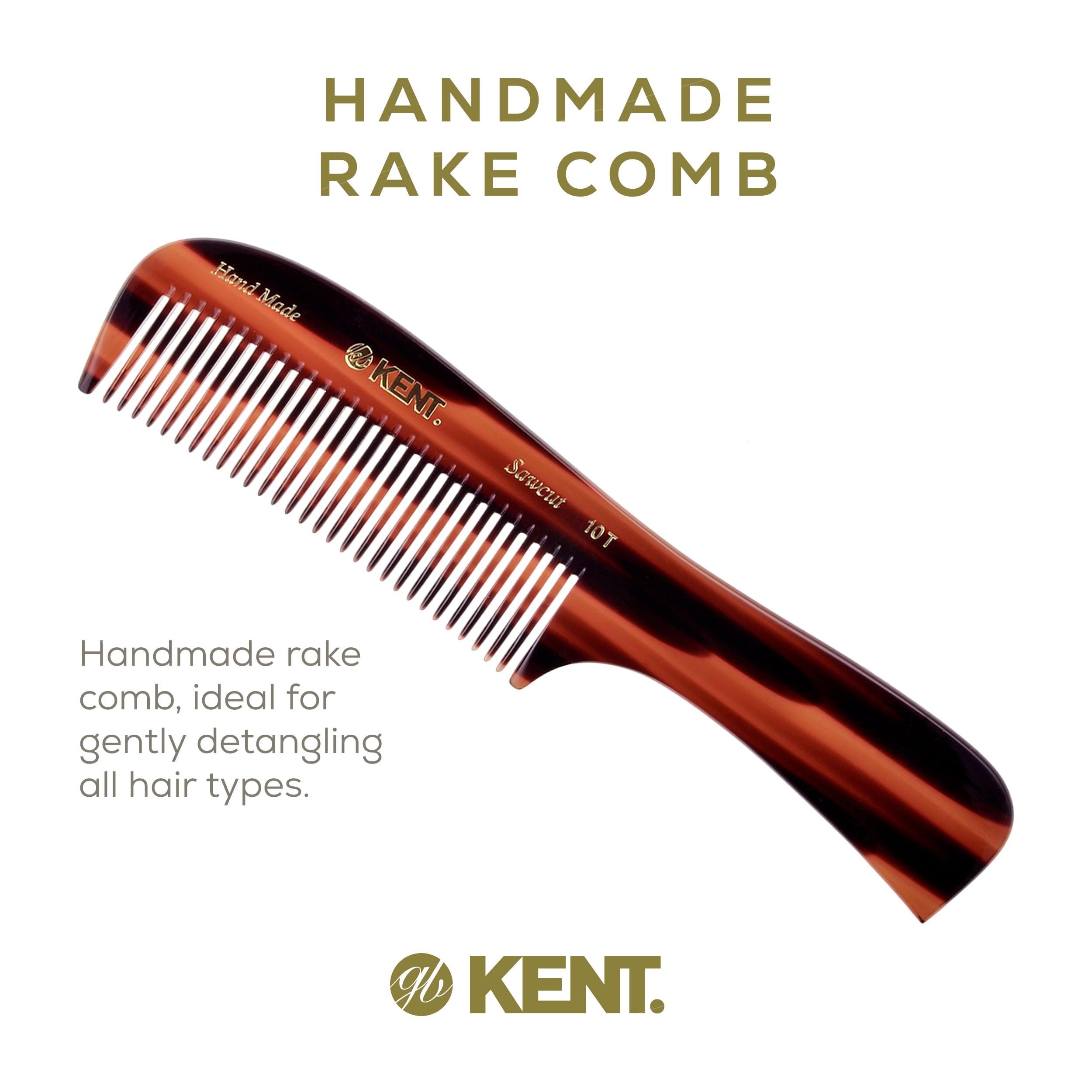 Kent 10T peigne detanglant dents arrondies, massage doux du cuir chevelu.