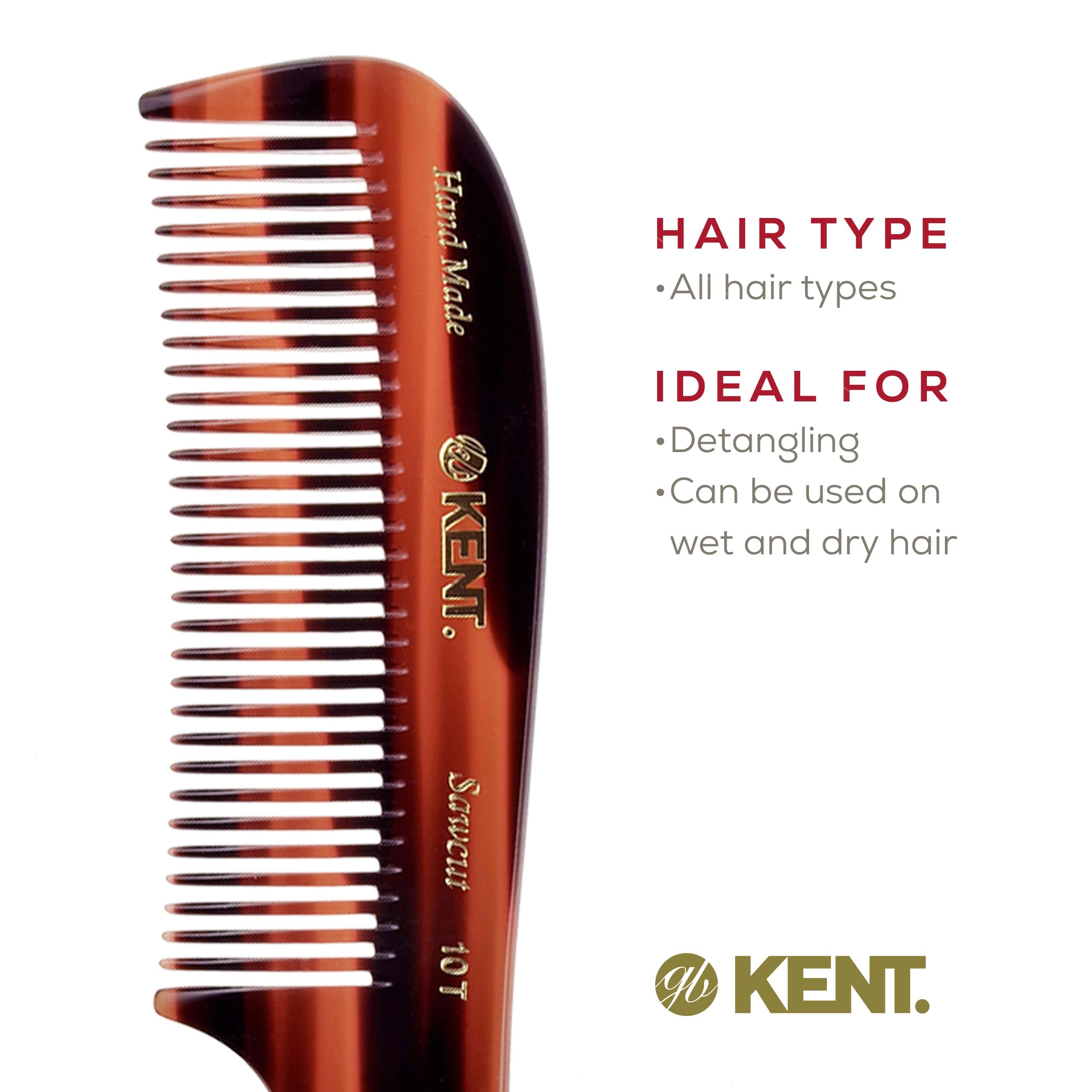 Kent 10T peigne detanglant sous la douche, idéal pour cheveux mouillés.