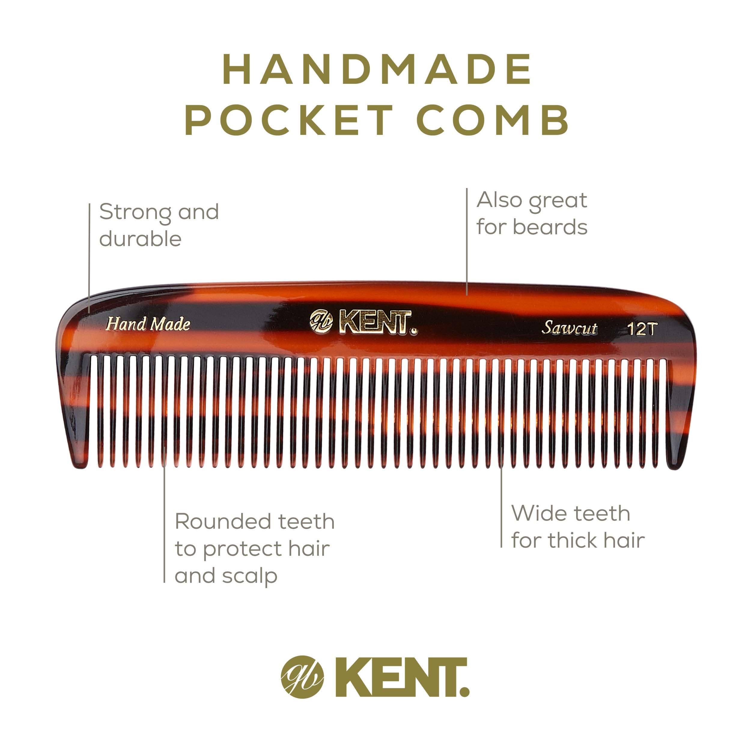 Dents larges du Kent 12T facilitent le démêlage des cheveux épais.