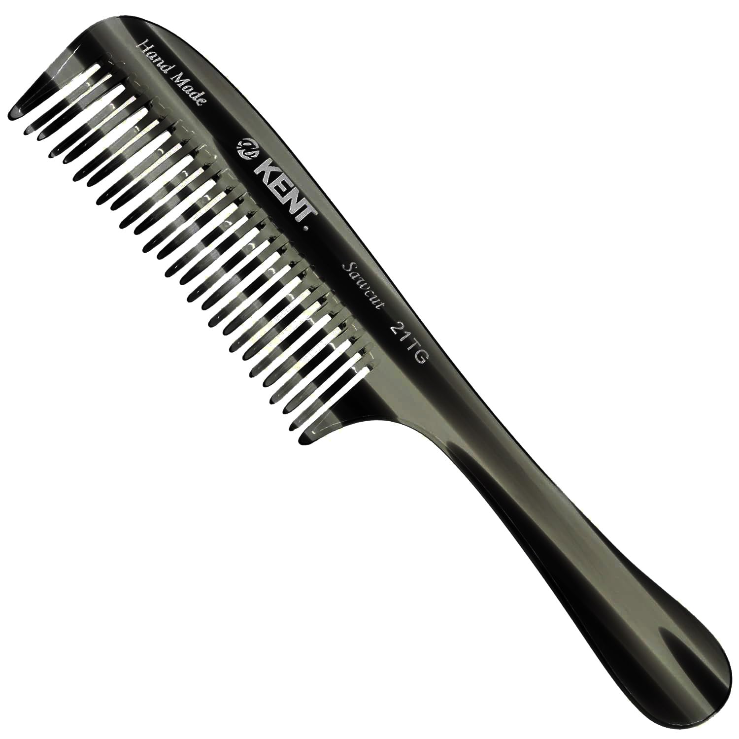 Kent 21T peigne démêlant noir graphite, dents larges pour démêler rapidement