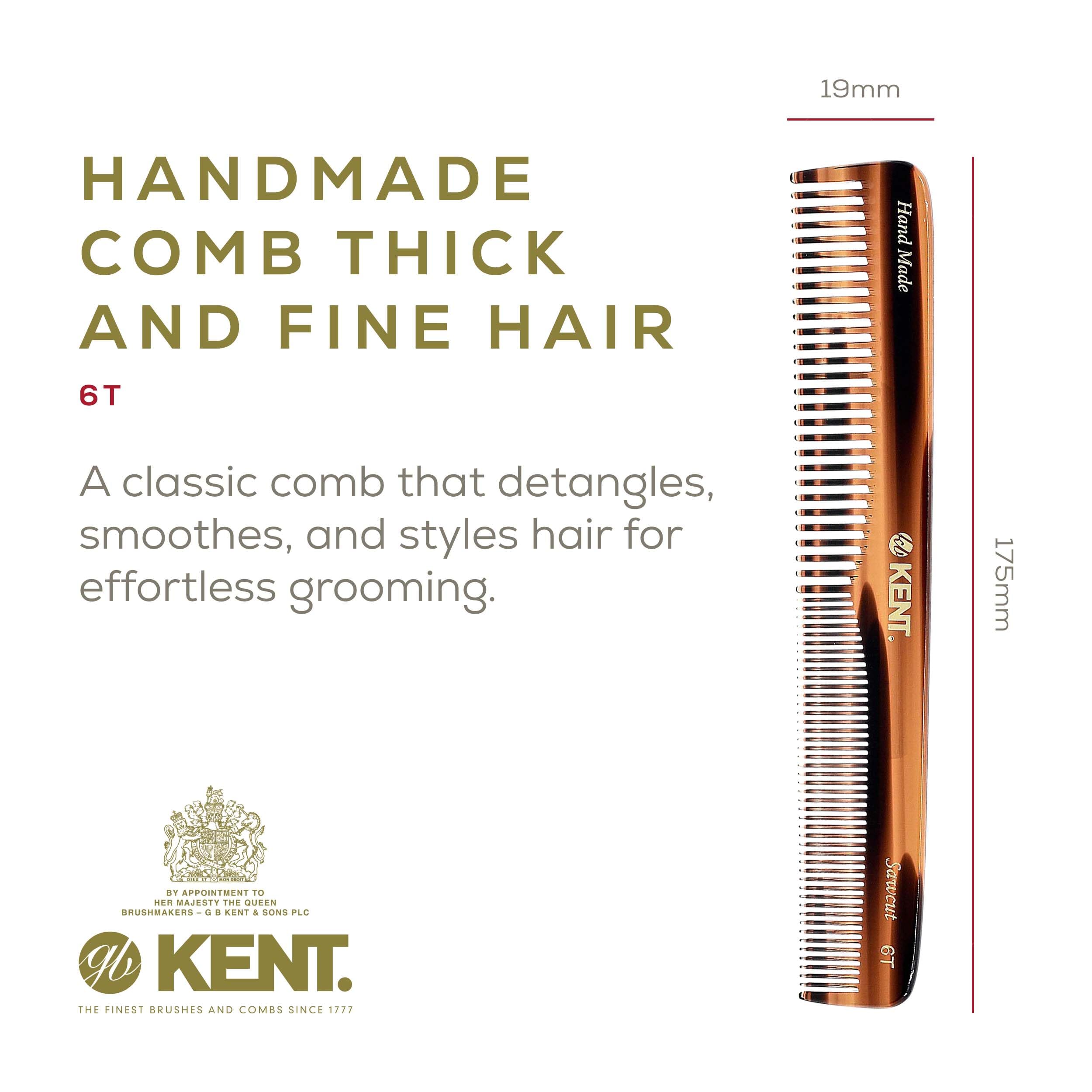 Kent 6T, dents larges, démêlage sans traction pour cheveux épais.