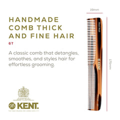 Kent 6T, dents larges, démêlage sans traction pour cheveux épais.