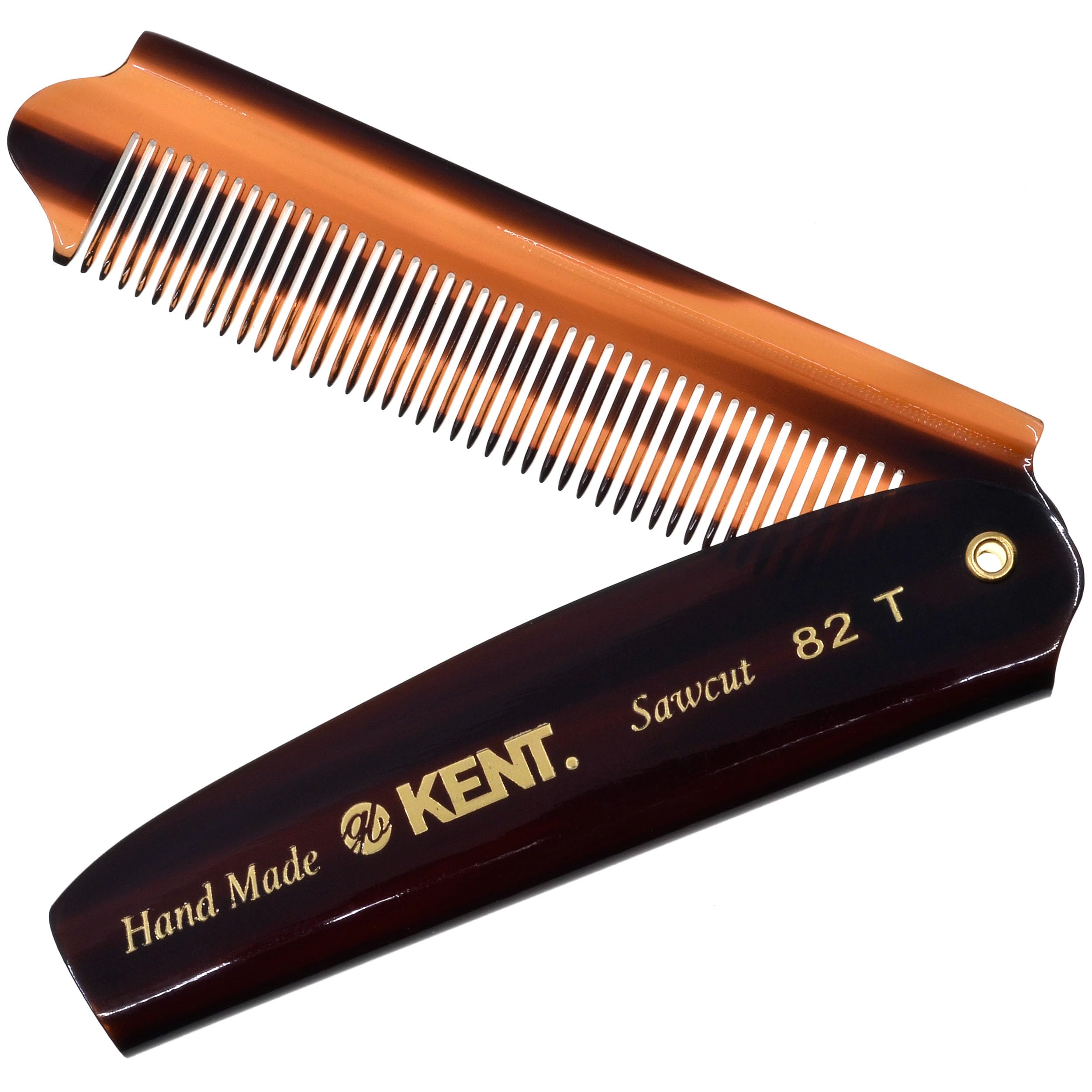 Kent 82T peigne pliant ouvert, pratique en déplacement pour cheveux et barbe.