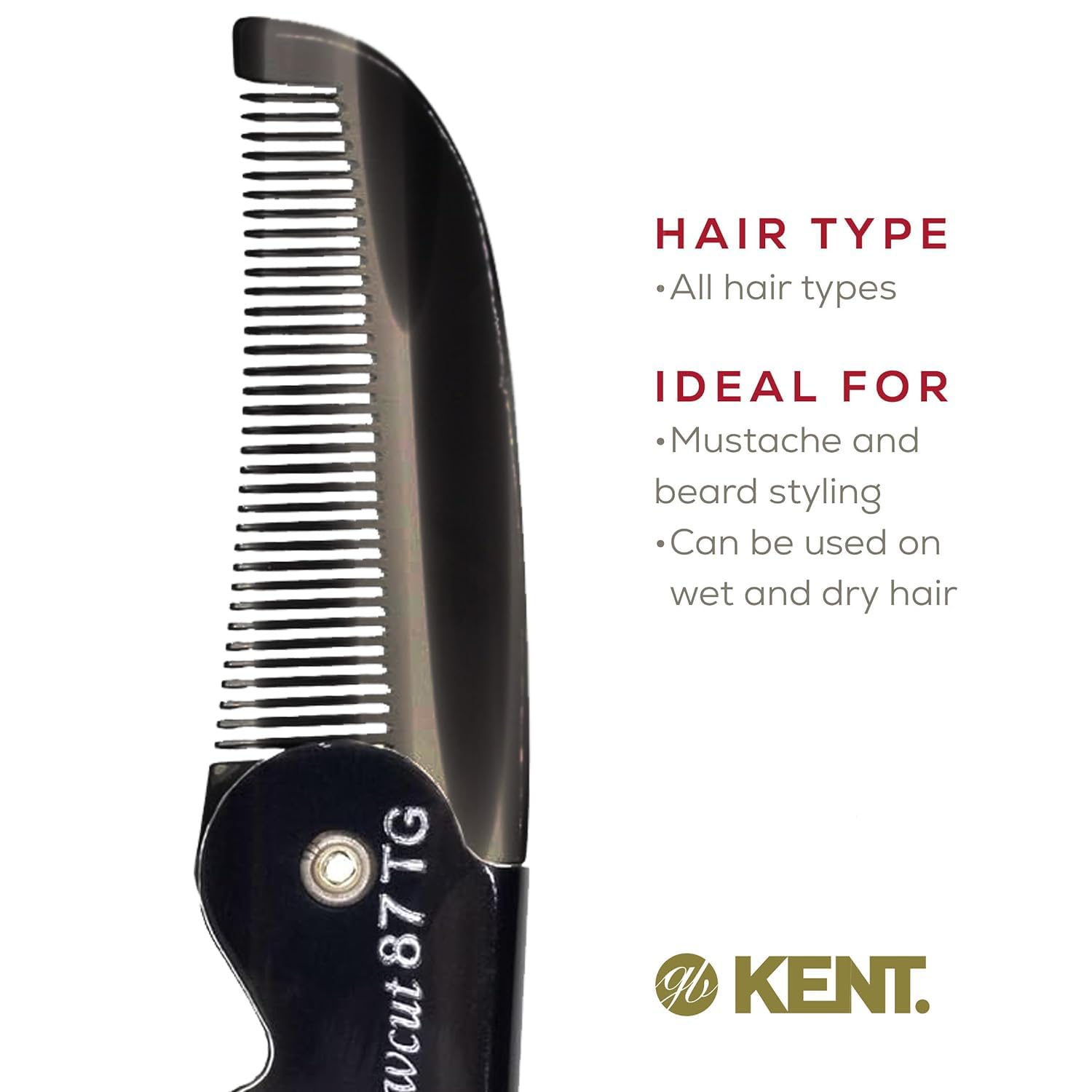 Kent 87T idéal pour barbe et moustache, grooming quotidien pratique.