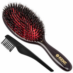Brosse Kent CSMM ovale avec coussin, démonstration de démêlage en douceur et brillance.