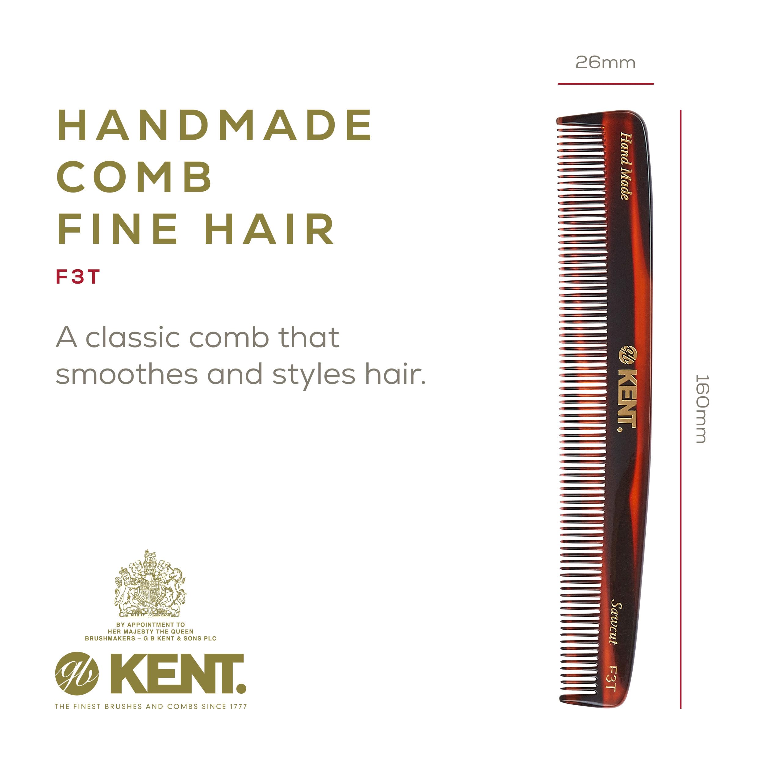 Kent F3T tortue, dents fines pour cheveux délicats et en croissance.