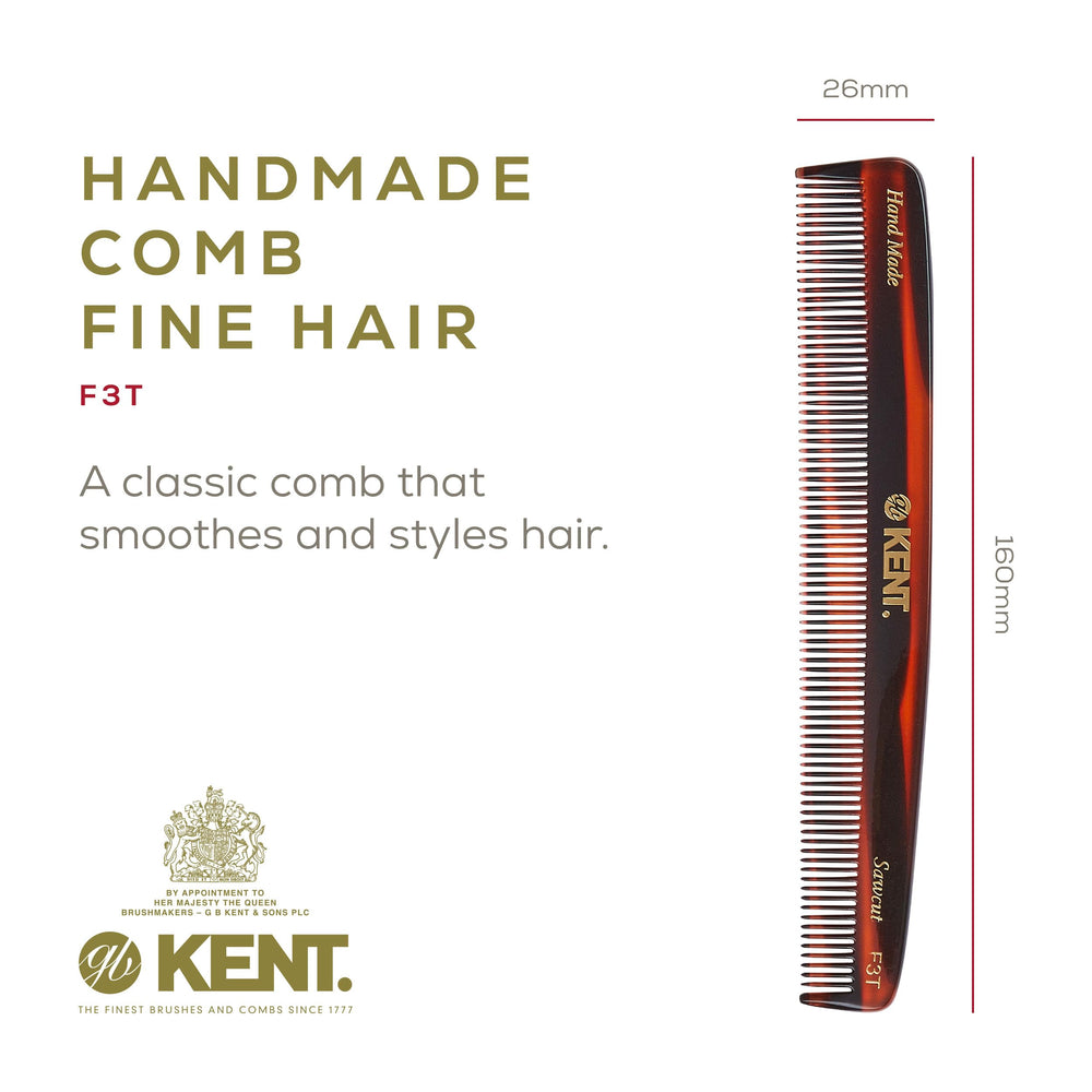 Kent F3T tortue, dents fines pour cheveux délicats et en croissance.