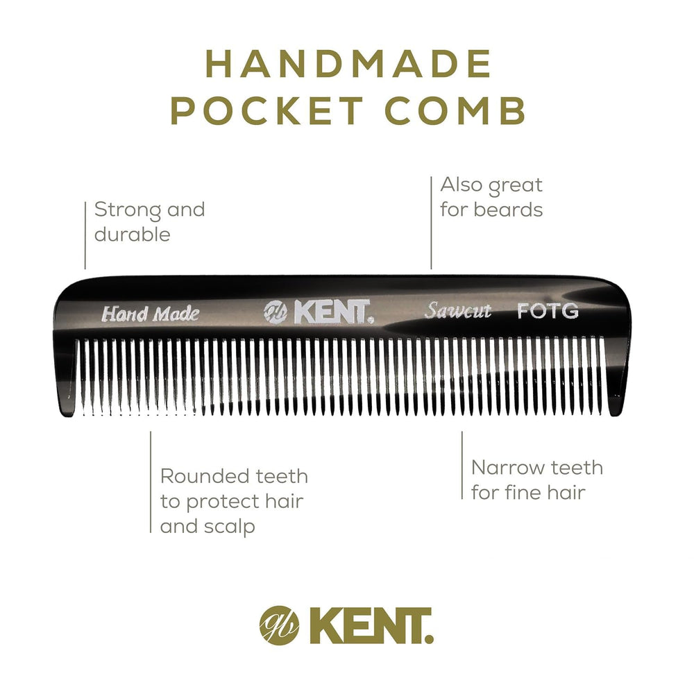 Kent FOT peigne fin noir graphite: dents douces et surface lisse