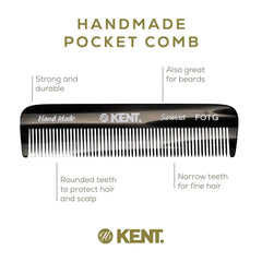 Kent FOT peigne fin noir graphite: dents douces et surface lisse