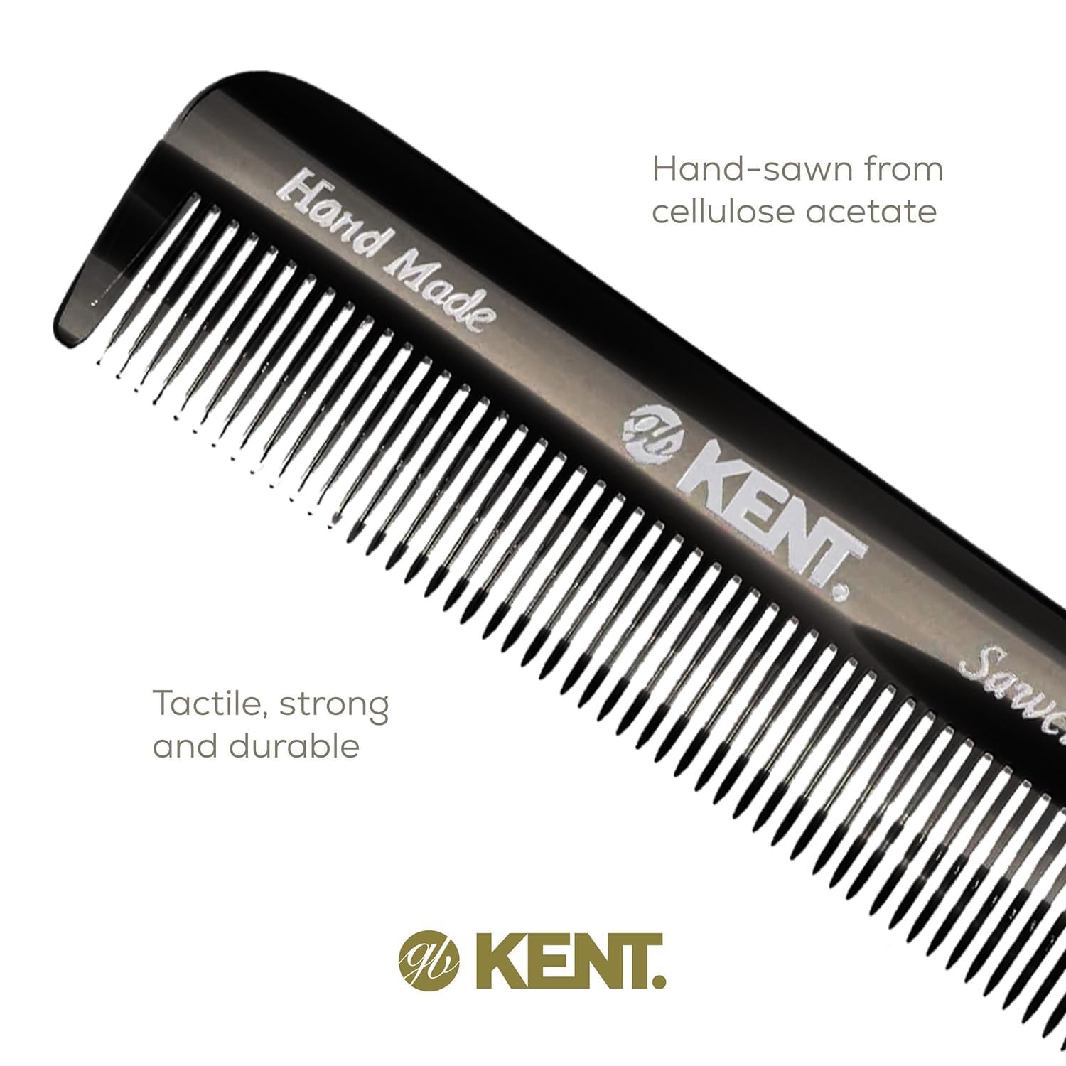 Kent FOT peigne fin noir graphite: fabrication artisanale et matériaux de qualité