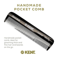 Kent FOT peigne fin noir graphite: dents fines stimulent le cuir chevelu en douceur