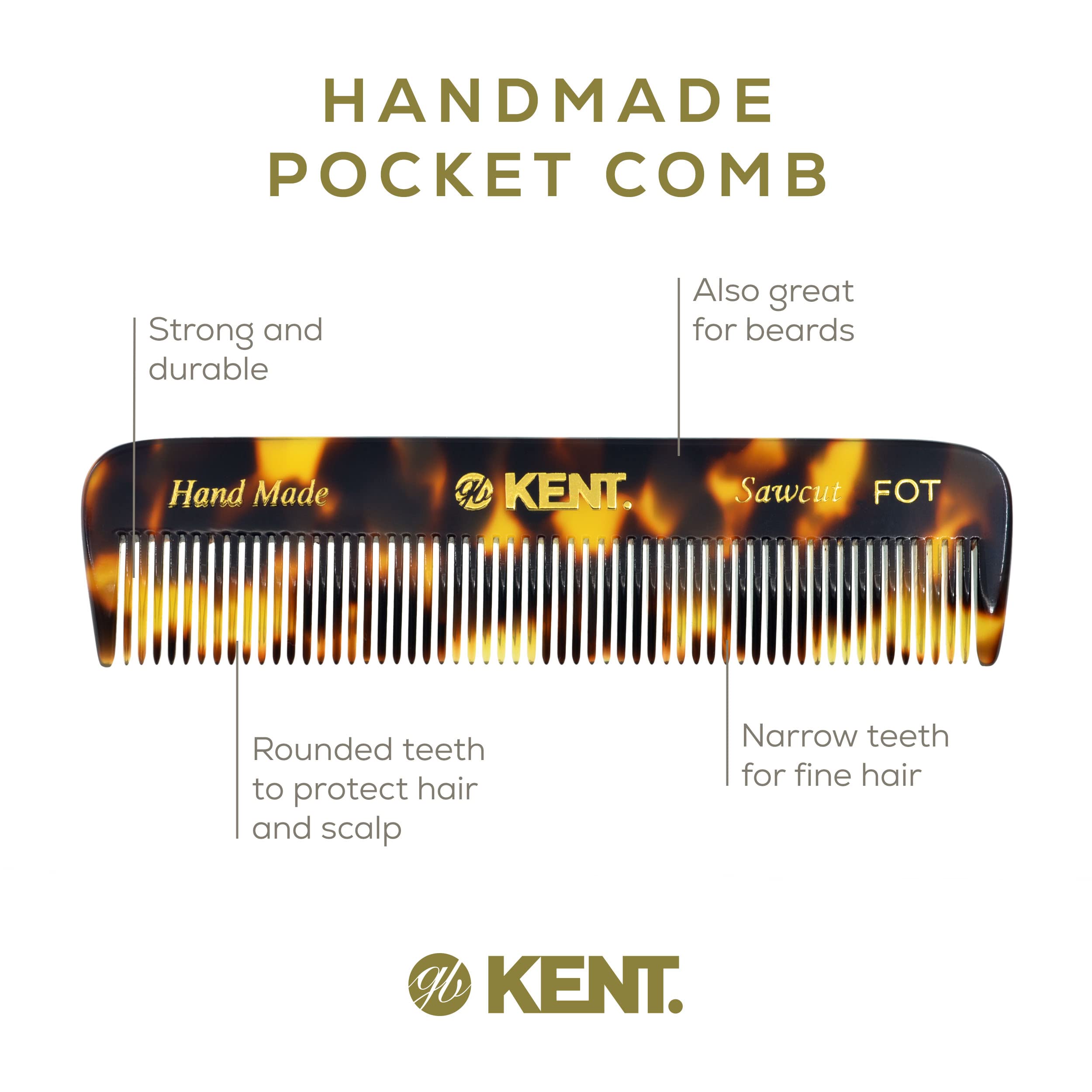 Kent FOT Tokyo Jaune peigne-acetate-cellulose, matériau durable et écoresponsable