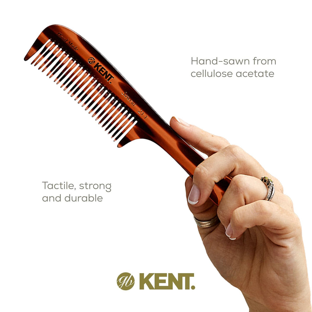 Kent peigne en acétate de cellulose; matériau durable et flexible.