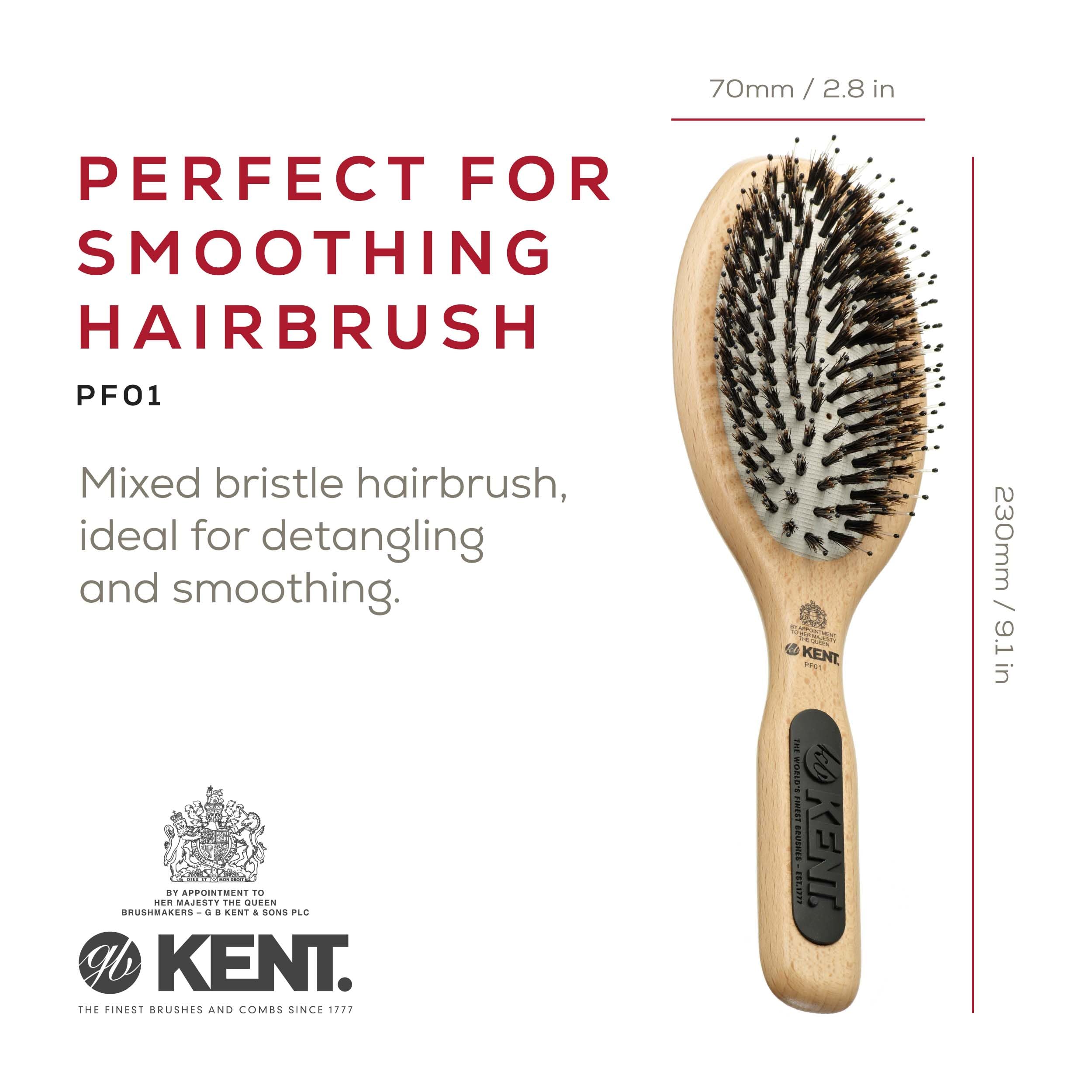 Kent PF01 brosse hêtre compacte voyage pour coiffage rapide