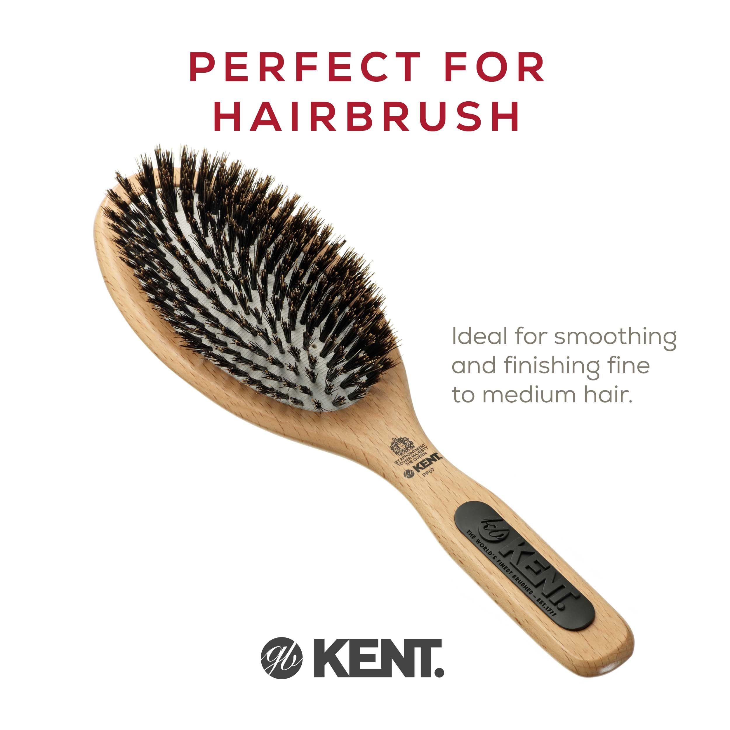 Kent PF07 brosse poils de sanglier et nylon, soin quotidien et massage du cuir chevelu.