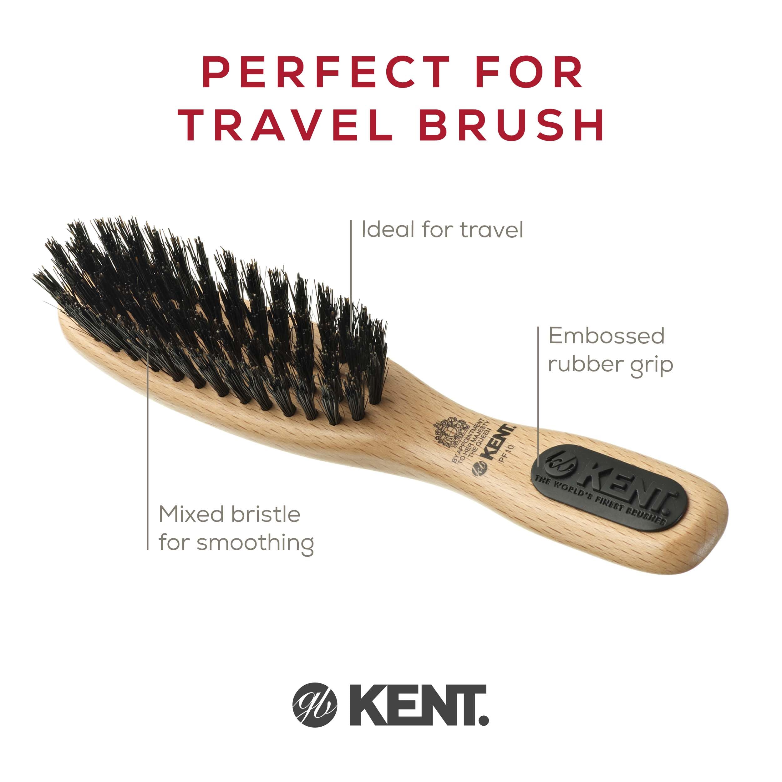 Kent PF10, brosse poils de sanglier conçue pour voyage et transport