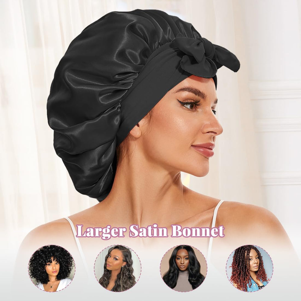 KEPUWAY bonnet satin réglable avec lien assure un ajustement personnalisé et stable