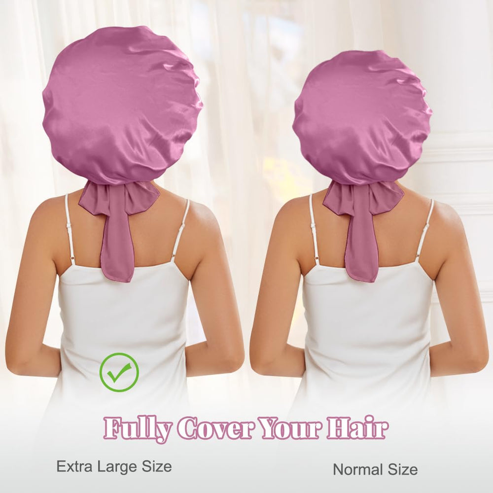 KEPUWAY bonnet satin pour boucles protège les coiffures pendant la nuit