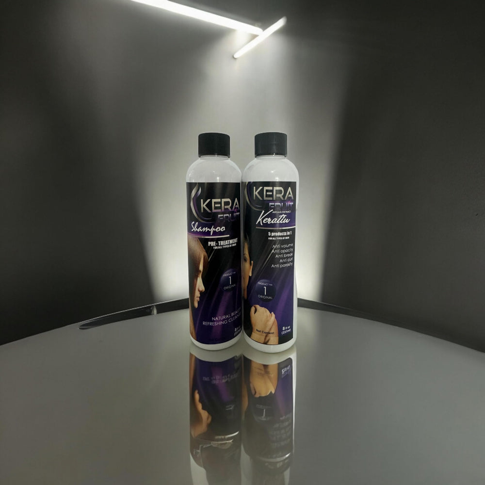 Kerafruit routine complète: traitement et shampooing inclus pour faciliter la routine.