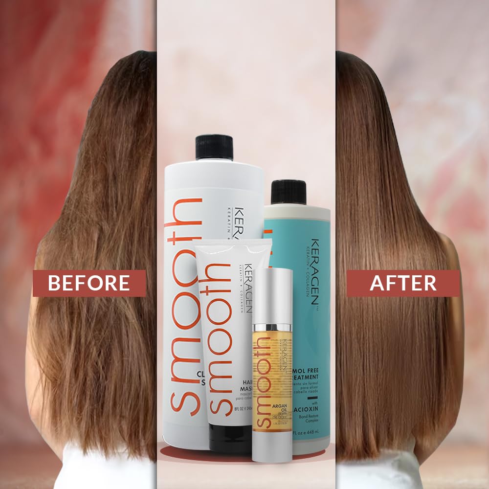 KERAGEN Cheveux lisses après traitement, apparence lisse et brillante