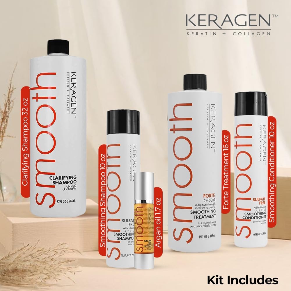 KERAGEN Kit complet de lissage – système smoothing à domicile pour cheveux soyeux.