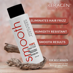 Keragen révèle des cheveux lisses et soyeux après le traitement.