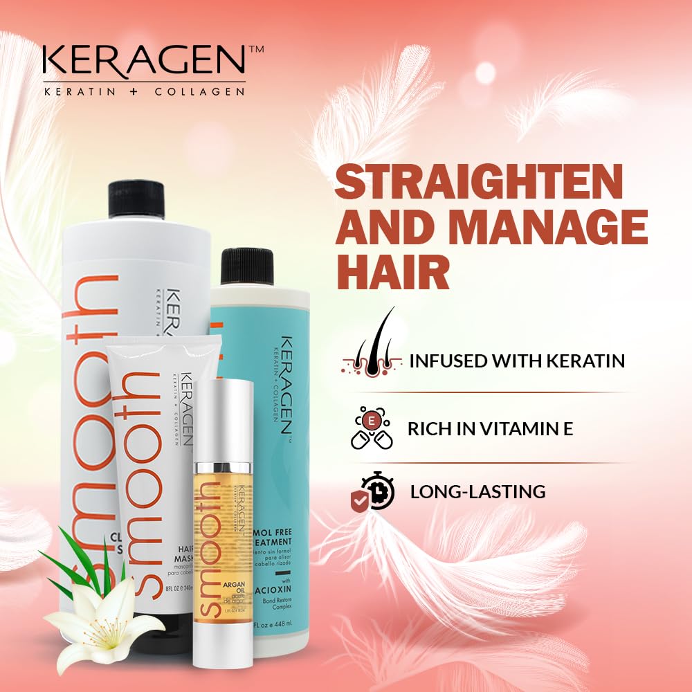 KERAGEN Huile d'argan, sérum nourrissant, brillance durable