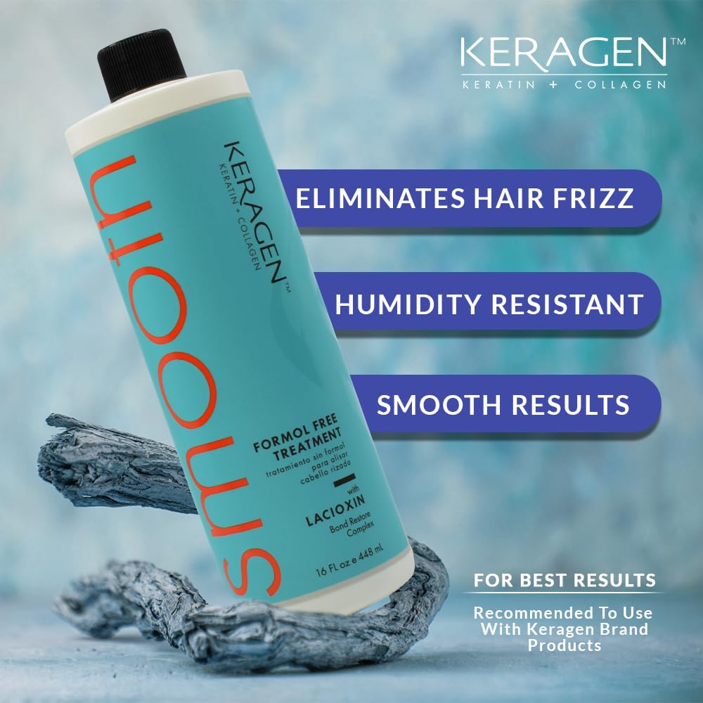 Keragen cheveux lisses et soyeux après traitement brésilien.