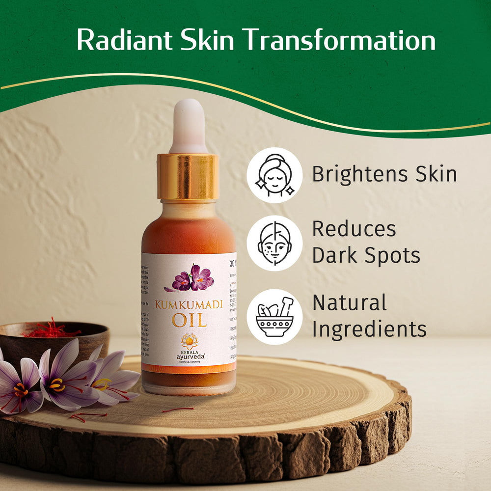 Goutte d’application Kumkumadi, massage facial agréable pour peau lumineuse.