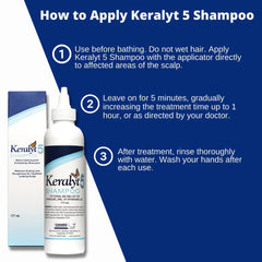 Keralyt 5 Shampoing, étiquette lisible, détail d'ingrédients pour le cuir chevelu