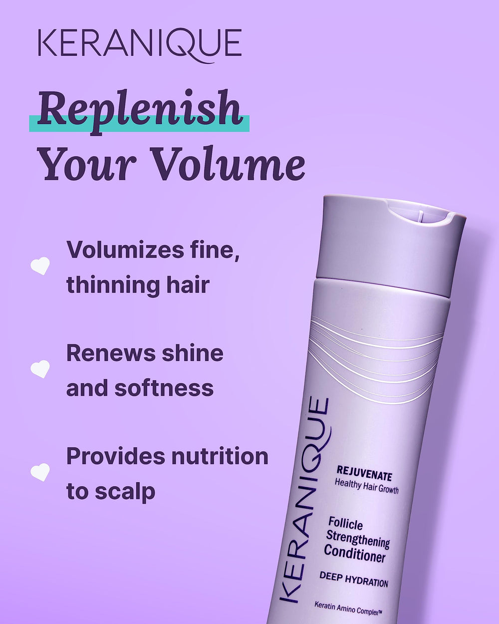 Keranique – formule sans sulfates offrant une hydratation sans lourdeur.