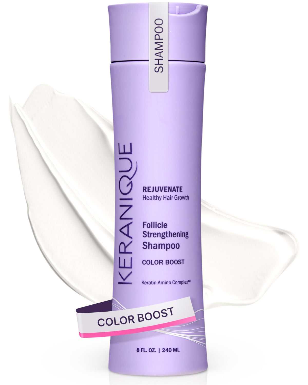 Keranique Color Boost – bouteille, protège la couleur et hydrate les cheveux.
