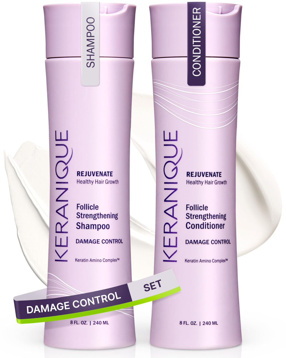 Keranique shampooing réparateur pour cheveux abîmés offrant force et douceur