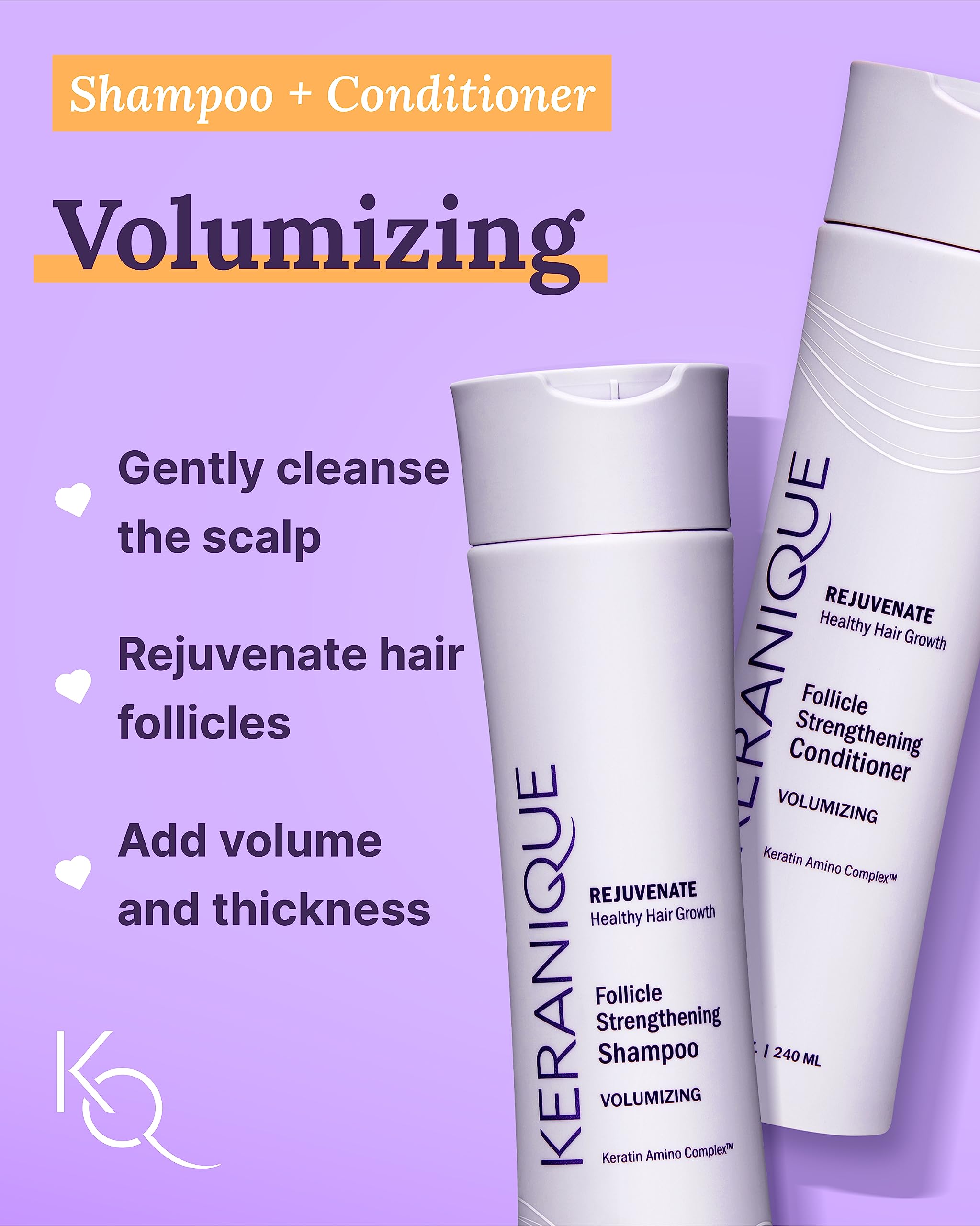 Keranique Mousse Coiffante Volume-Épaississant, corps durable et anti-frisottis.