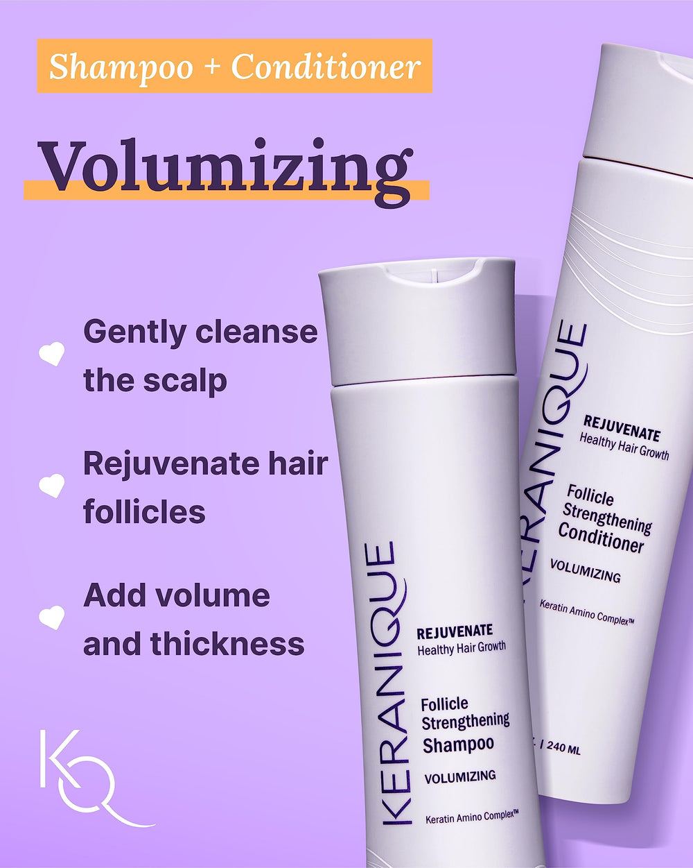 Keranique Mousse Coiffante Volume-Épaississant, corps durable et anti-frisottis.