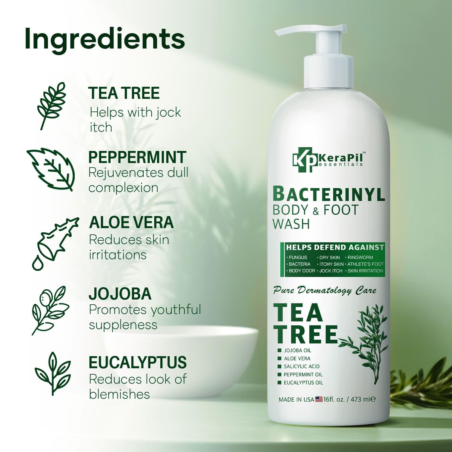 KERAPIL Bacterinyl odeur fraiche menthe – effet rafraichissant sur la peau