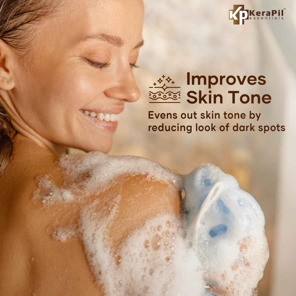 KERAPIL gel douche: peau plus lisse et uniforme après utilisation.