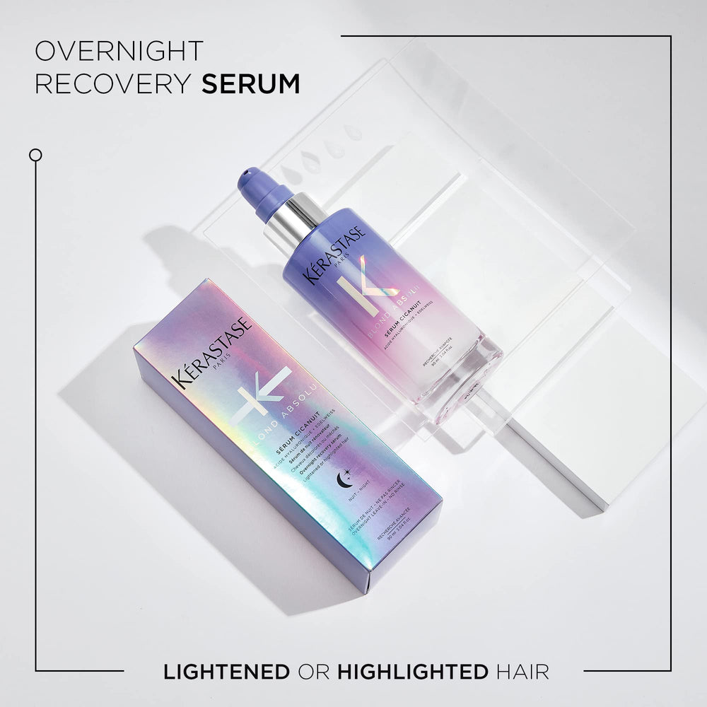 Sérum Blond Absolu Cicanuit appliqué sur cheveux humides pour hydratation