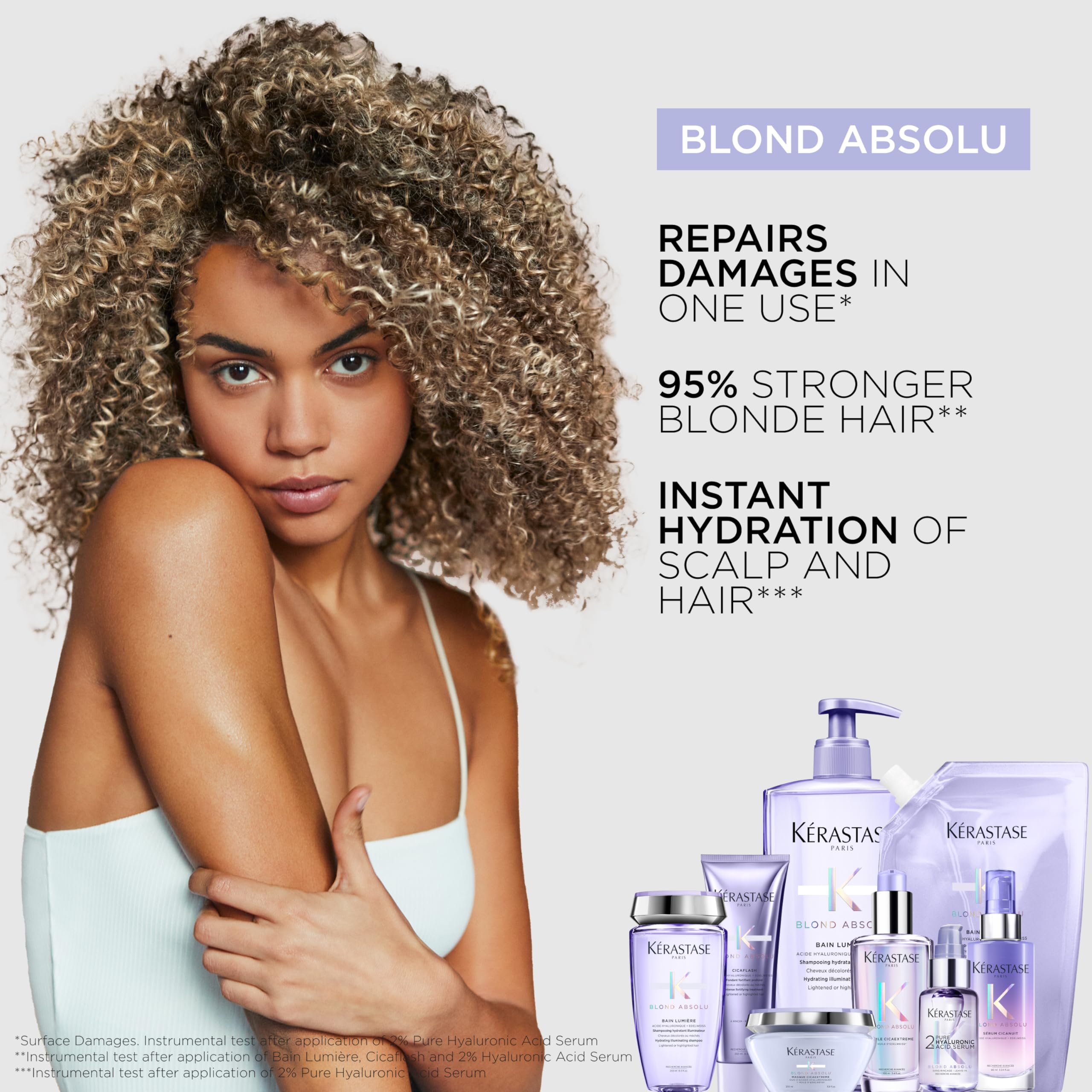 Kerastase Blond Absolu Lumière, cheveux brillants après application du soin