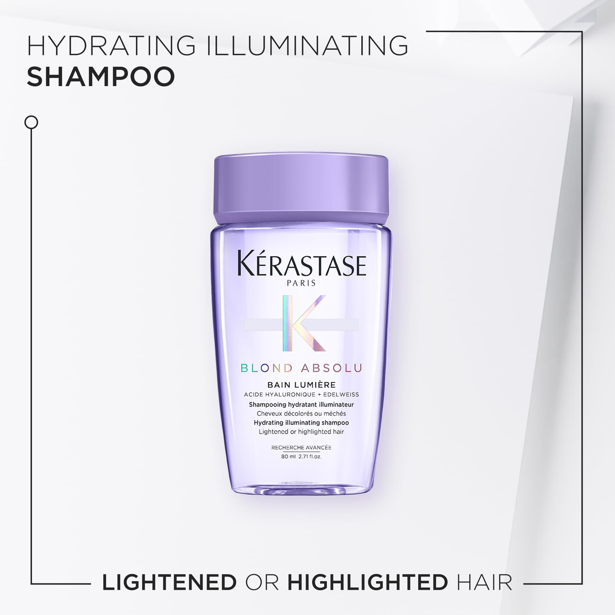 Kerastase Blond Absolu Lumière, vue du produit sur table, présentation élégante