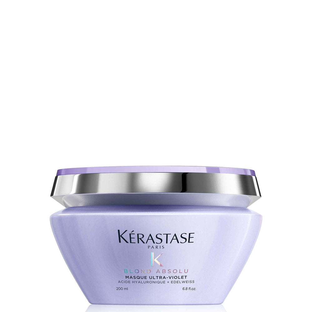 Kerastase Blond Absolu masque violet anti-jaunissement neutralise les reflets jaunes.
