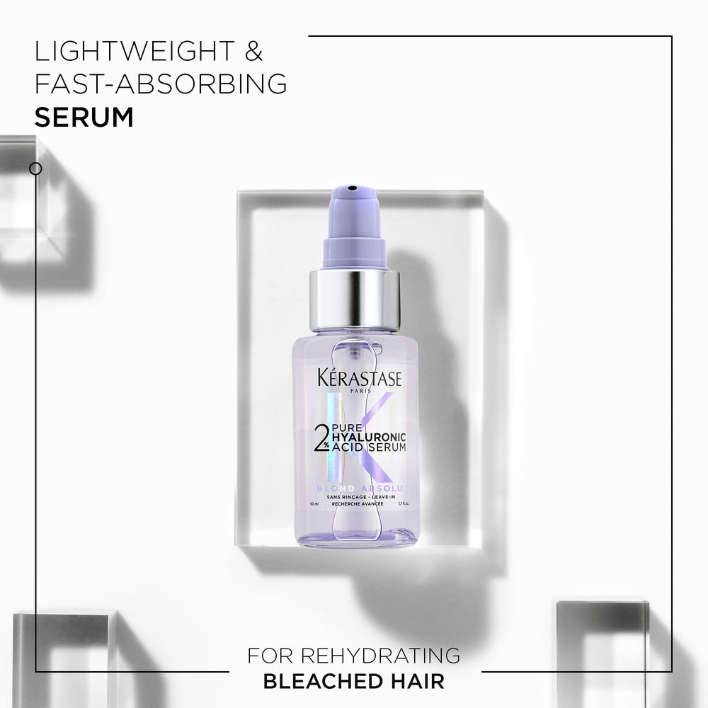 Application sur cheveux mouillés avec le sérum Blond Absolu, brillance immédiate.