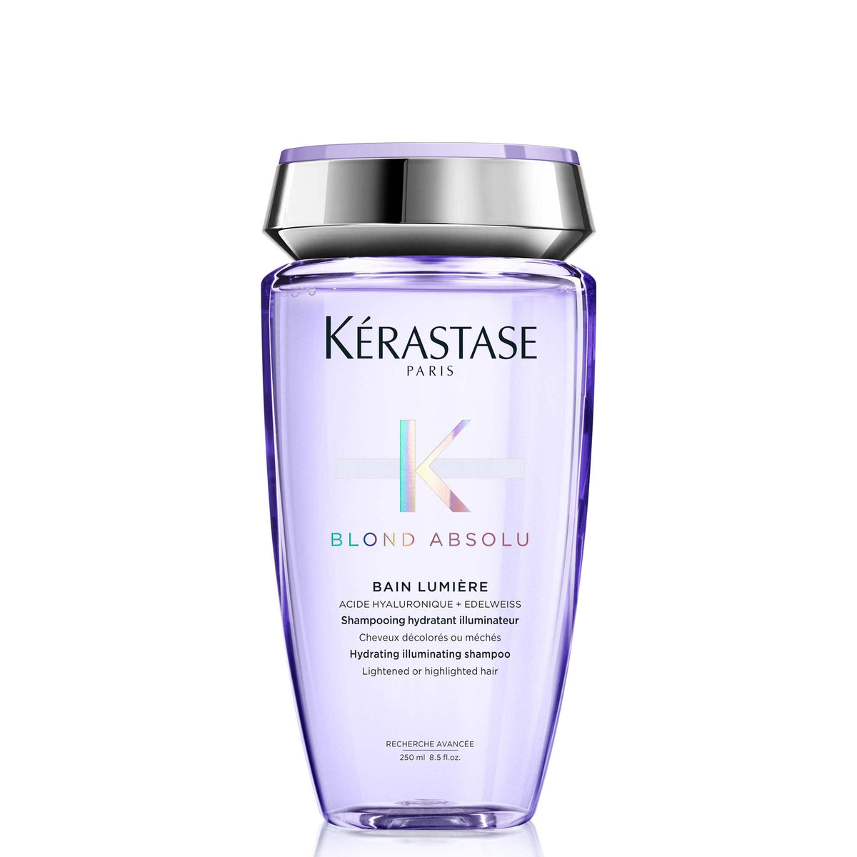 KÉRASTASE Blond Absolu – bouteille de shampoing, cheveux blonds hydratés et éclatants.